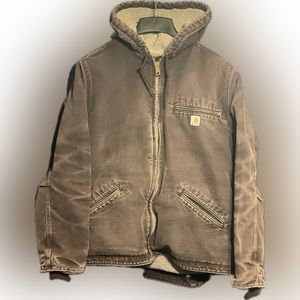 Carhartt WJ141 DWN Detroit Sherpa Lined Coat Sz 1X (16W/18W) Deep Wine/Purple